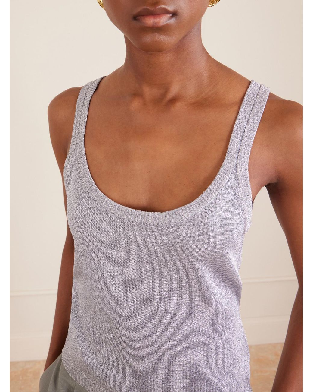 Missoni White Metallic Knitted Tank