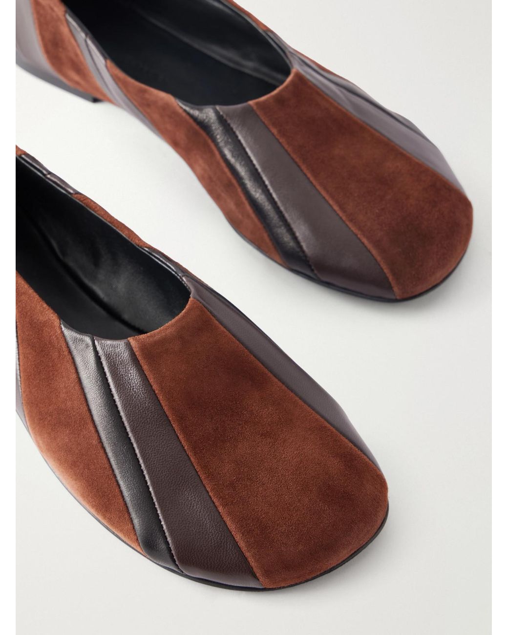 Proenza Schouler Brown Glove Paneled Leather And Suede Ballet Flats