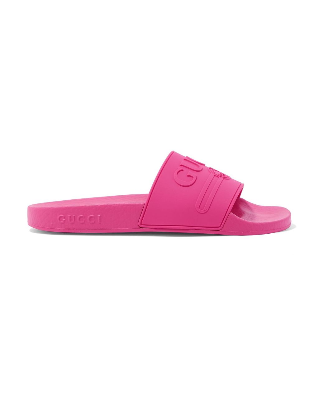 Gucci Logo-embossed Rubber Slides in Pink | Lyst