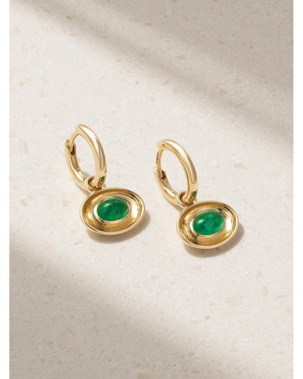 BY PARIAH Natural Aurelia 14-Karat Emerald Hoop Earrings