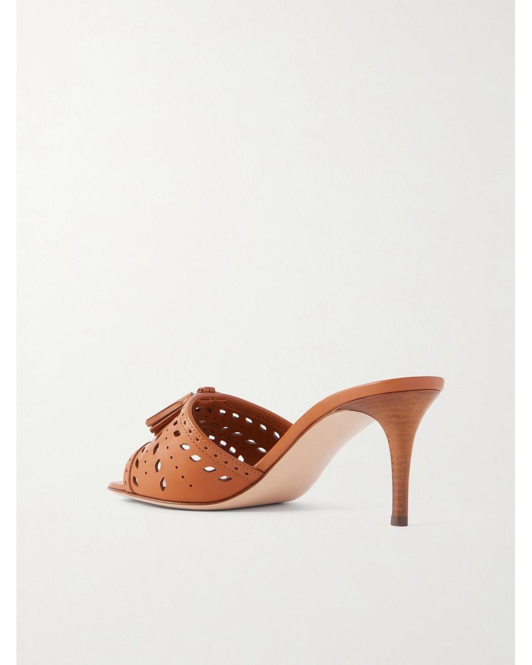 Gianvito Rossi Brown 70 Laser-Cut Leather Mules