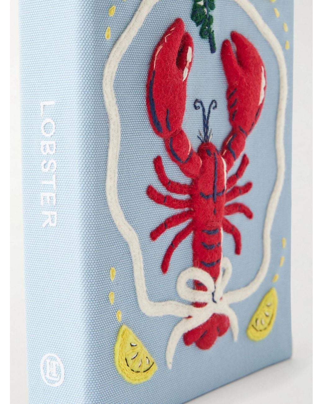 Olympia Le-Tan White Lobster Appliquéd Embroidered Canvas Clutch