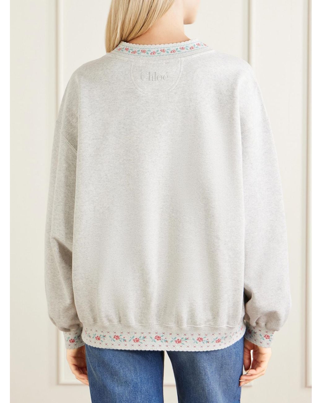Chloé White Logo-Embroidered Scalloped Cotton-Jersey Sweatshirt