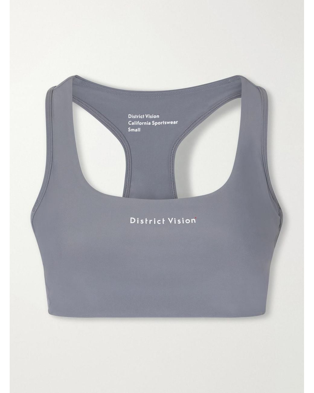 District Vision Gray Logo-Appliquéd Jersey Medium Support Sports Bra