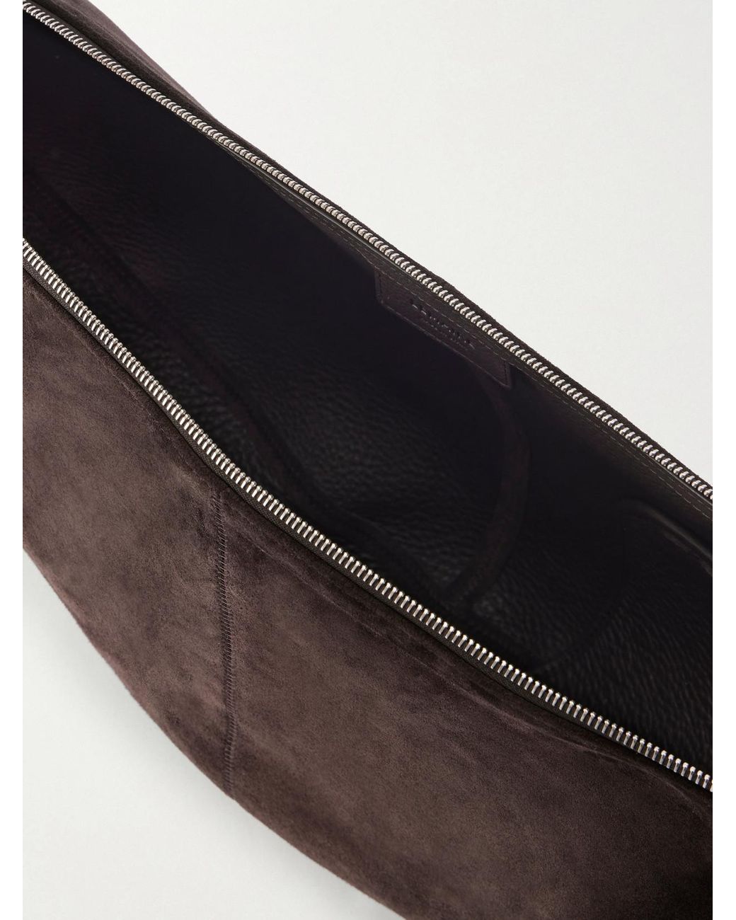 Lemaire Black Quiver Clip Mini Leather-Trimmed Suede Shoulder Bag