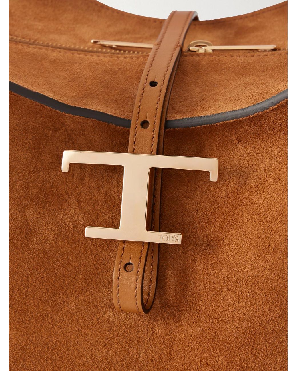 Tod's Brown T Timeless Small Suede Shoulder Bag