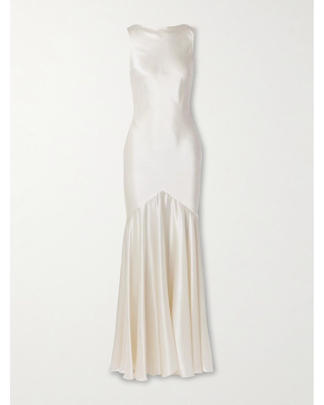 Nina Ricci Open-Back Draped Satin Gown in White | Lyst