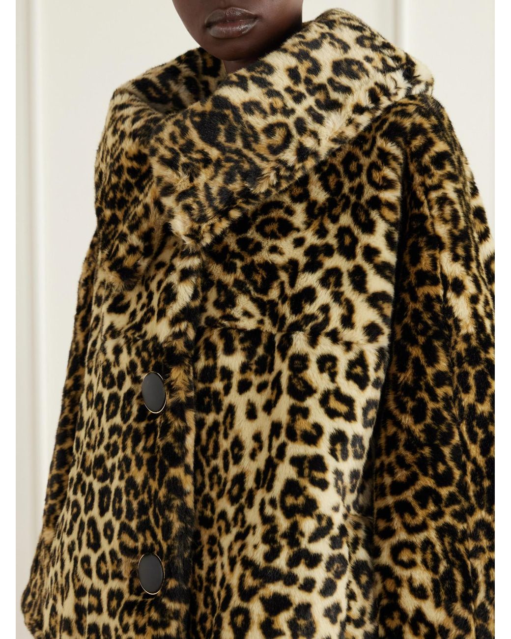 Givenchy Multicolor Cape-Effect Leopard-Print Plush Coat