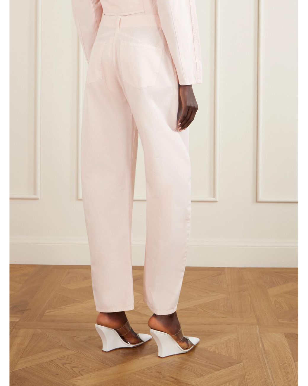 Alaïa Pink Mid-Rise Wide-Leg Jeans