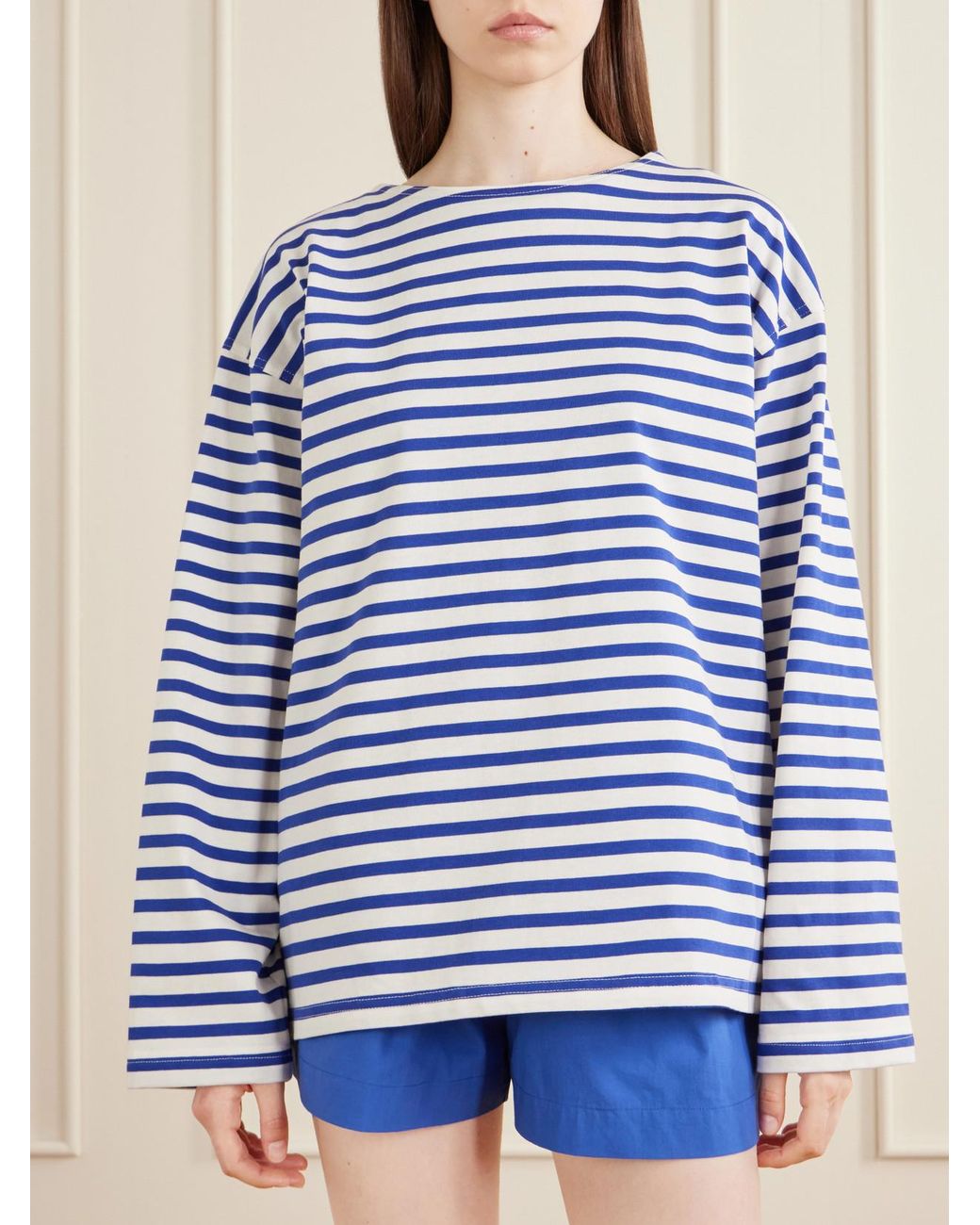 Matteau Blue Breton Striped Cotton-Jersey T-Shirt