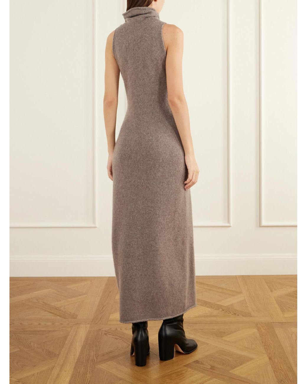 Lauren Manoogian Natural Soft Funnel Alpaca And Cashmere-Blend Midi Dress