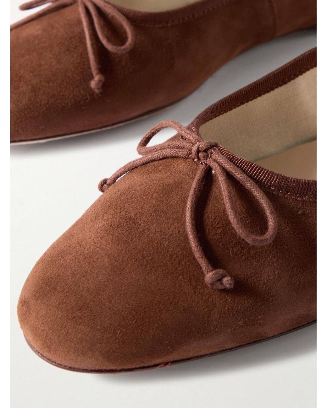 Loeffler Randall Brown Leonie Bow-Embellished Suede Ballet Flats