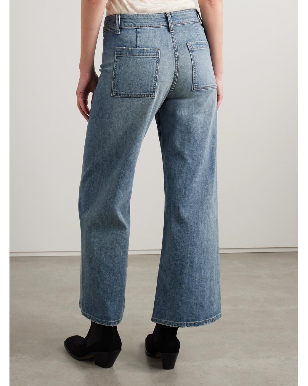 Nili Lotan Blue Megan Distressed High-Rise Wide-Leg Jeans