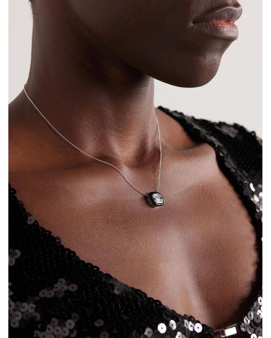 Nikos Koulis Natural Oui 18-Karat, Diamond And Enamel Necklace