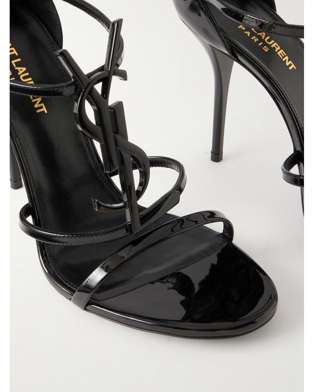 Saint Laurent Black Cassandra 100 Patent-Leather Sandals