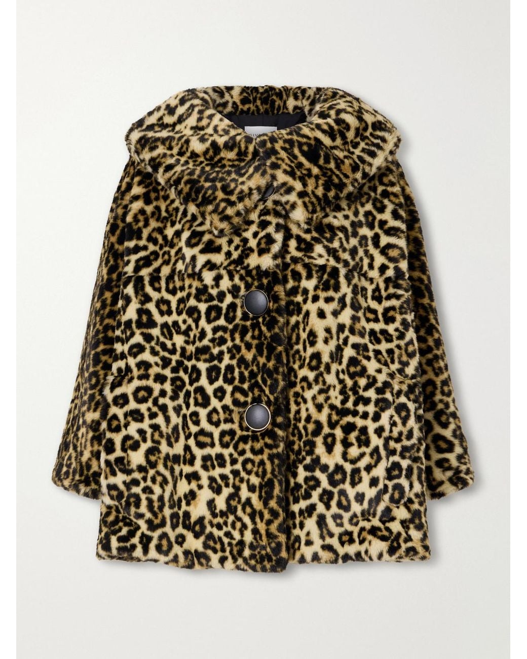 Givenchy Multicolor Cape-Effect Leopard-Print Plush Coat