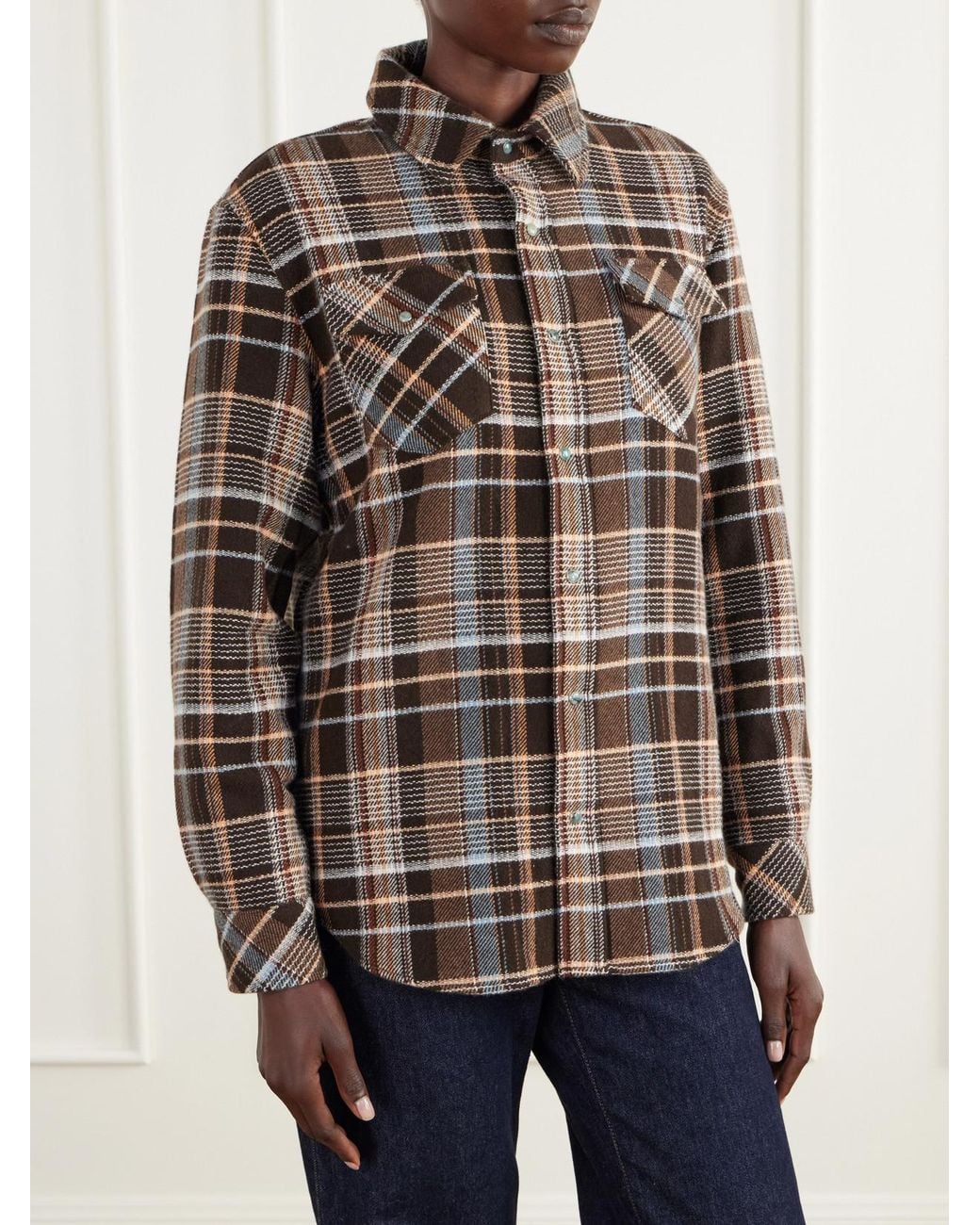 God's True Cashmere Brown Wilderness Checked Cashmere Shirt