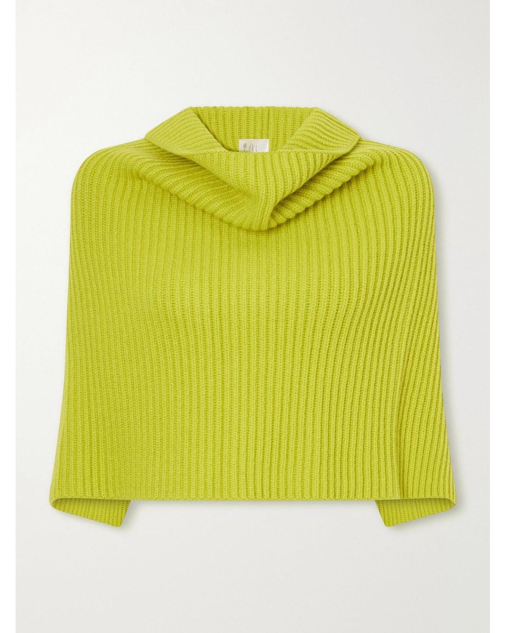 RÙADH Yellow The Lossie Ribbed Cashmere Cape Scarf