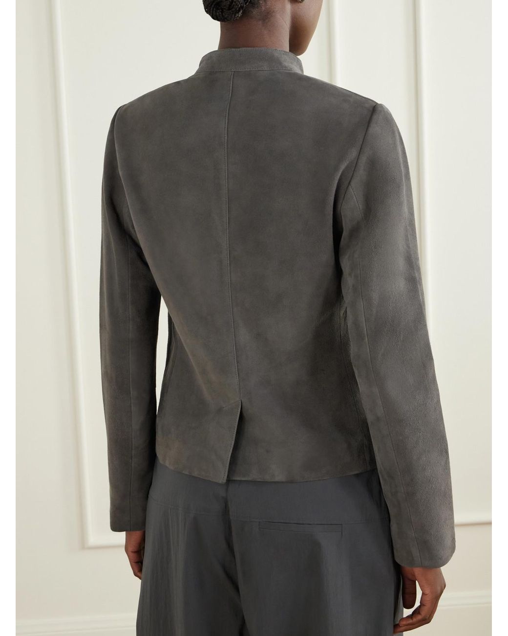 St. Agni Gray Suede Biker Jacket