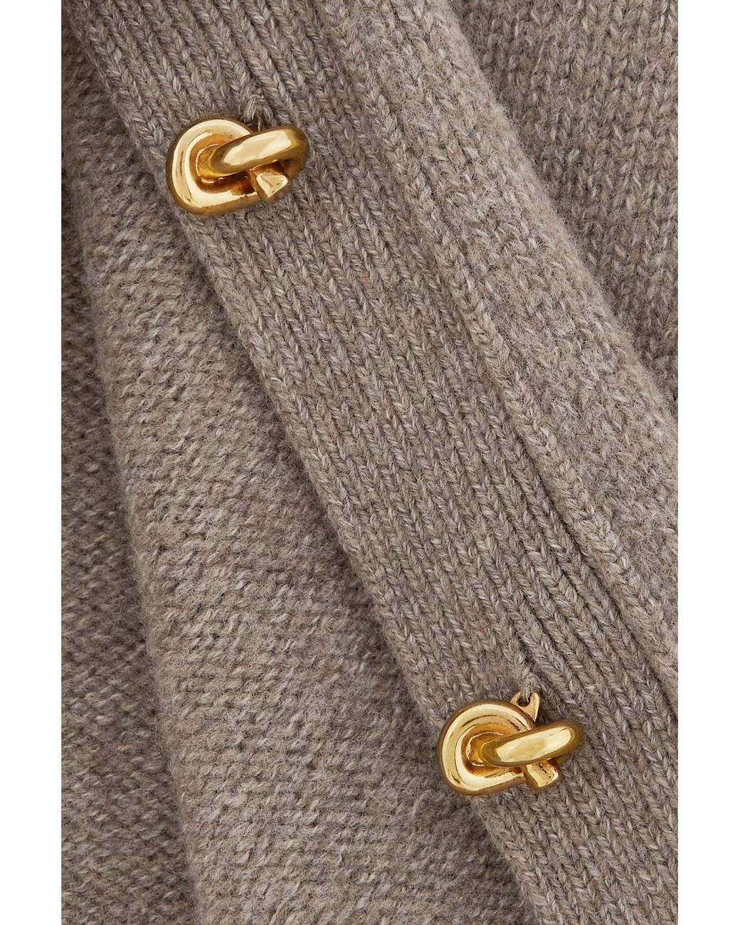 Bottega Veneta Natural Cropped Embellished Wool Sweater