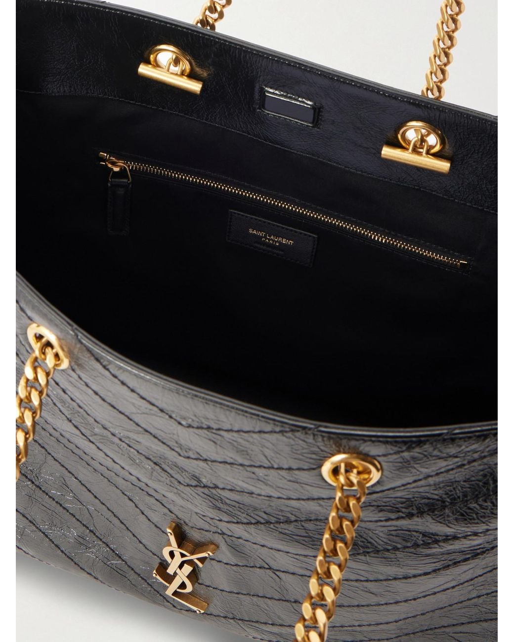 Saint Laurent Black Niki Small Crinkled-Leather Tote