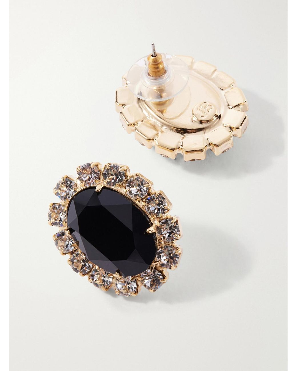Jennifer Behr Black Diana Crystal-Embellished-Plated Earrings