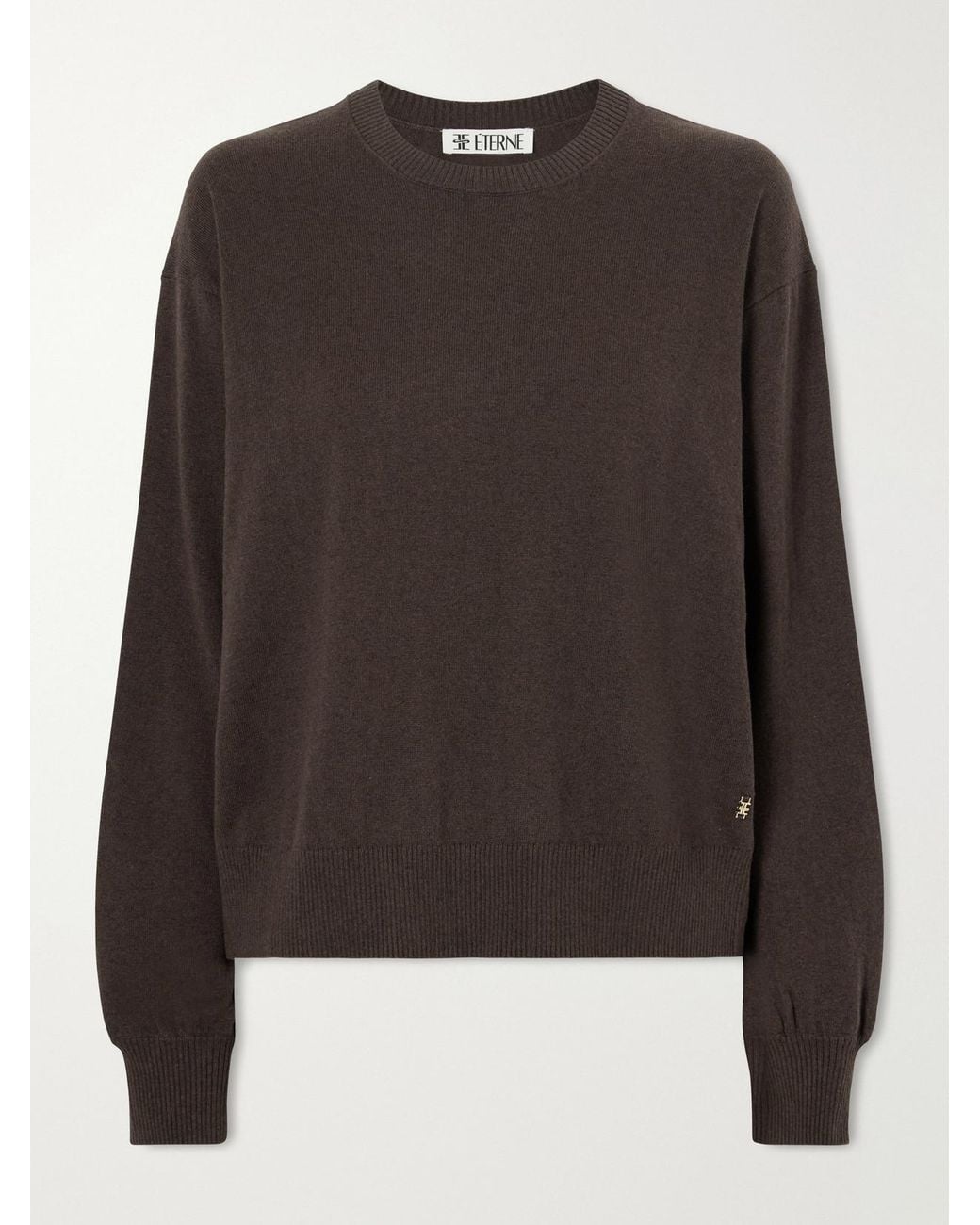 ÉTERNE Brown Cotton And Cashmere-Blend Sweater