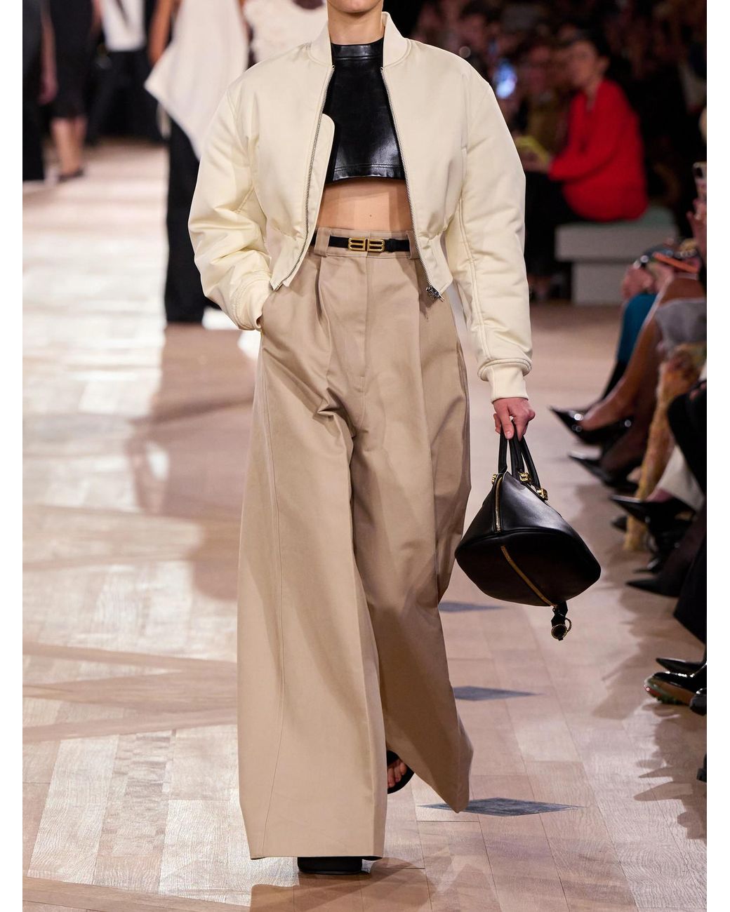 Balenciaga Natural Pleated Cotton Wide-Leg Pants