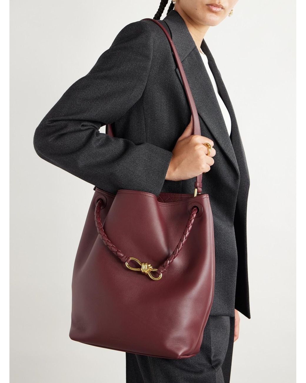 Bottega Veneta Red Andiamo Medium Leather Bucket Bag