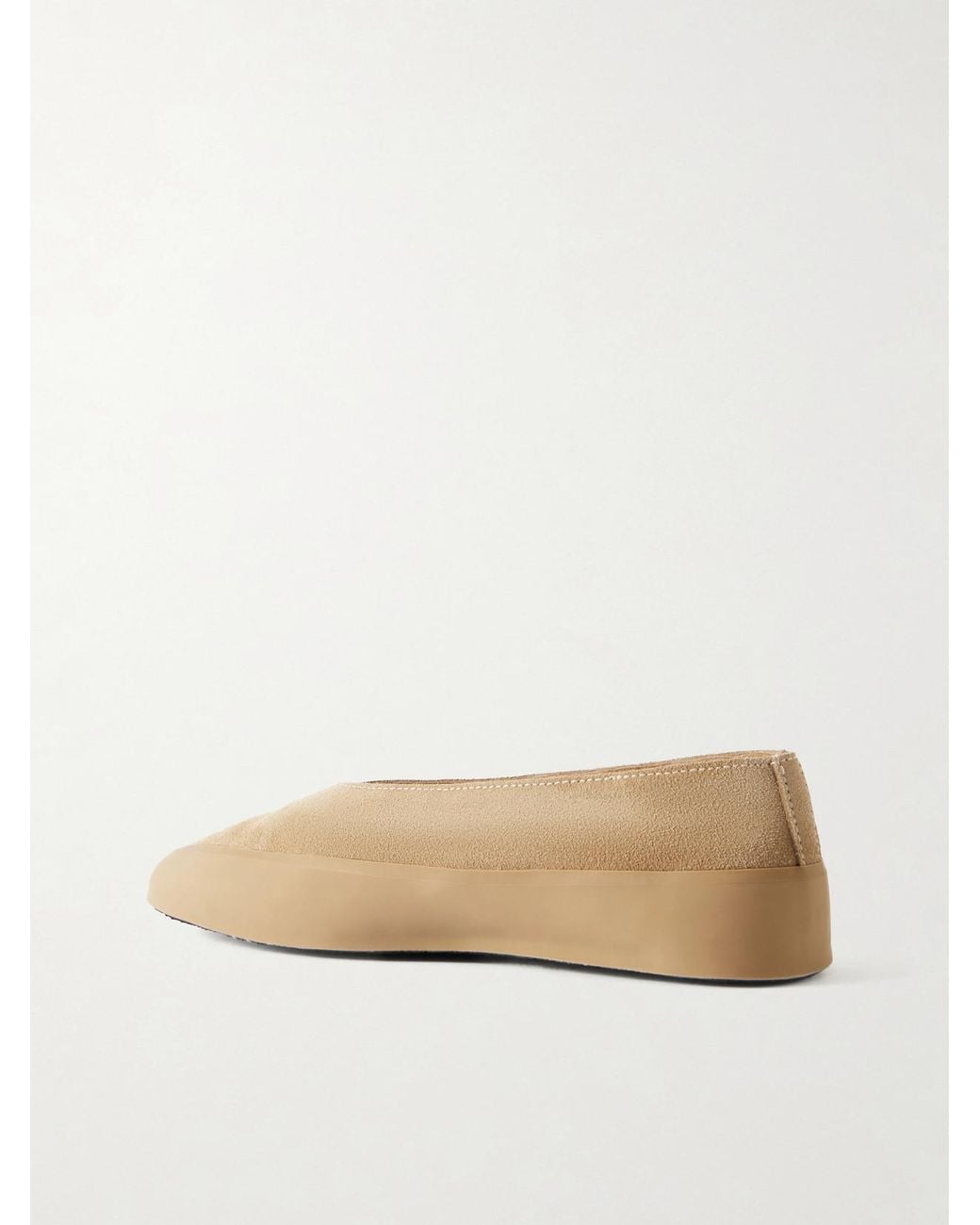 Le Monde Beryl Natural Apres Ski Rubber-Trimmed Suede Ballet Flats