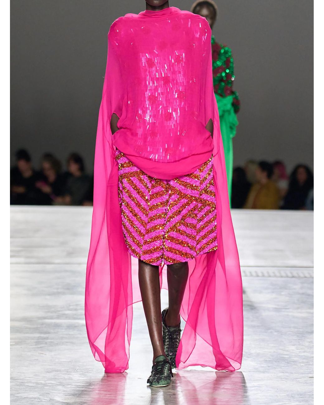 Dries Van Noten Pink Draped Silk-Chiffon Midi Dress