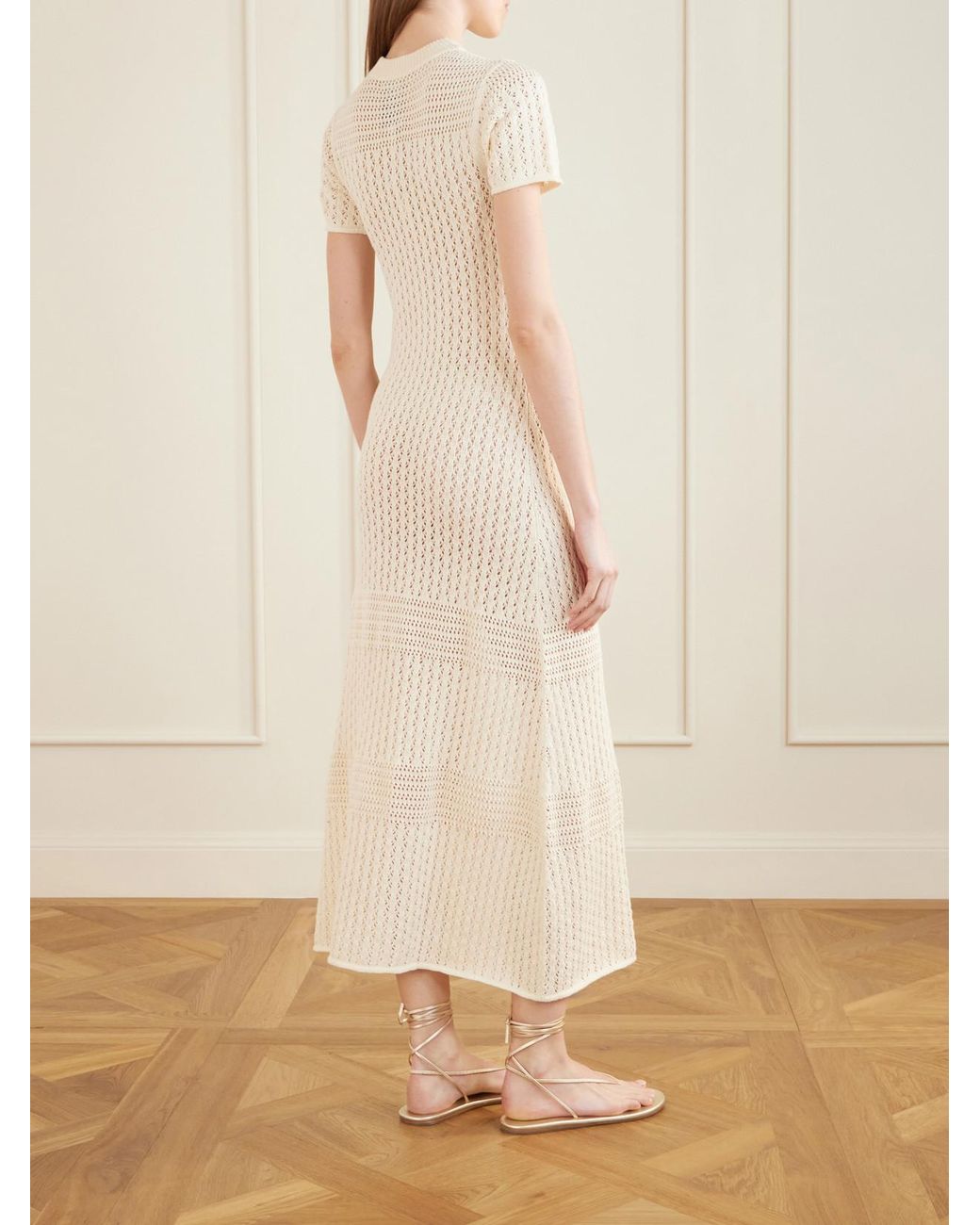Escvdo White Pallay Open-Knit Cotton Maxi Dress