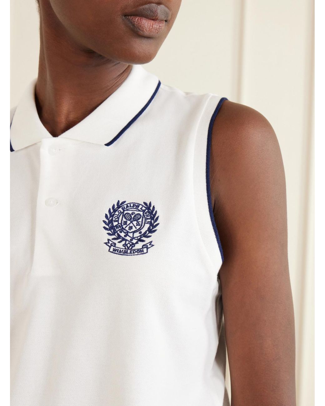 Polo Ralph Lauren White Wimbledon Logo-Embroidered Cotton-Blend Jersey Polo Vest