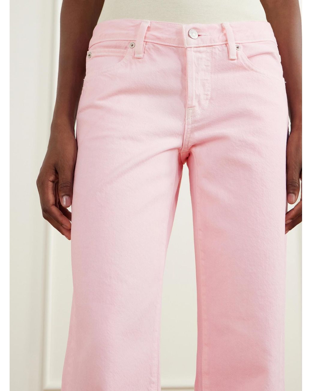 FRAME Pink The Regenerative Low-Rise Wide-Leg Jeans