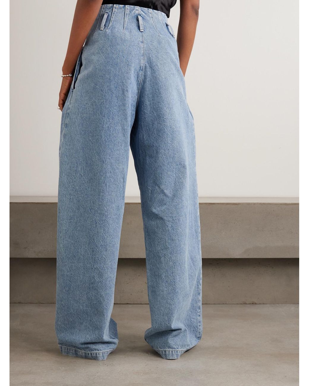Agolde Blue Maria Mcmanus Corset Wide Leg Belted Pintucked High-Rise Jeans
