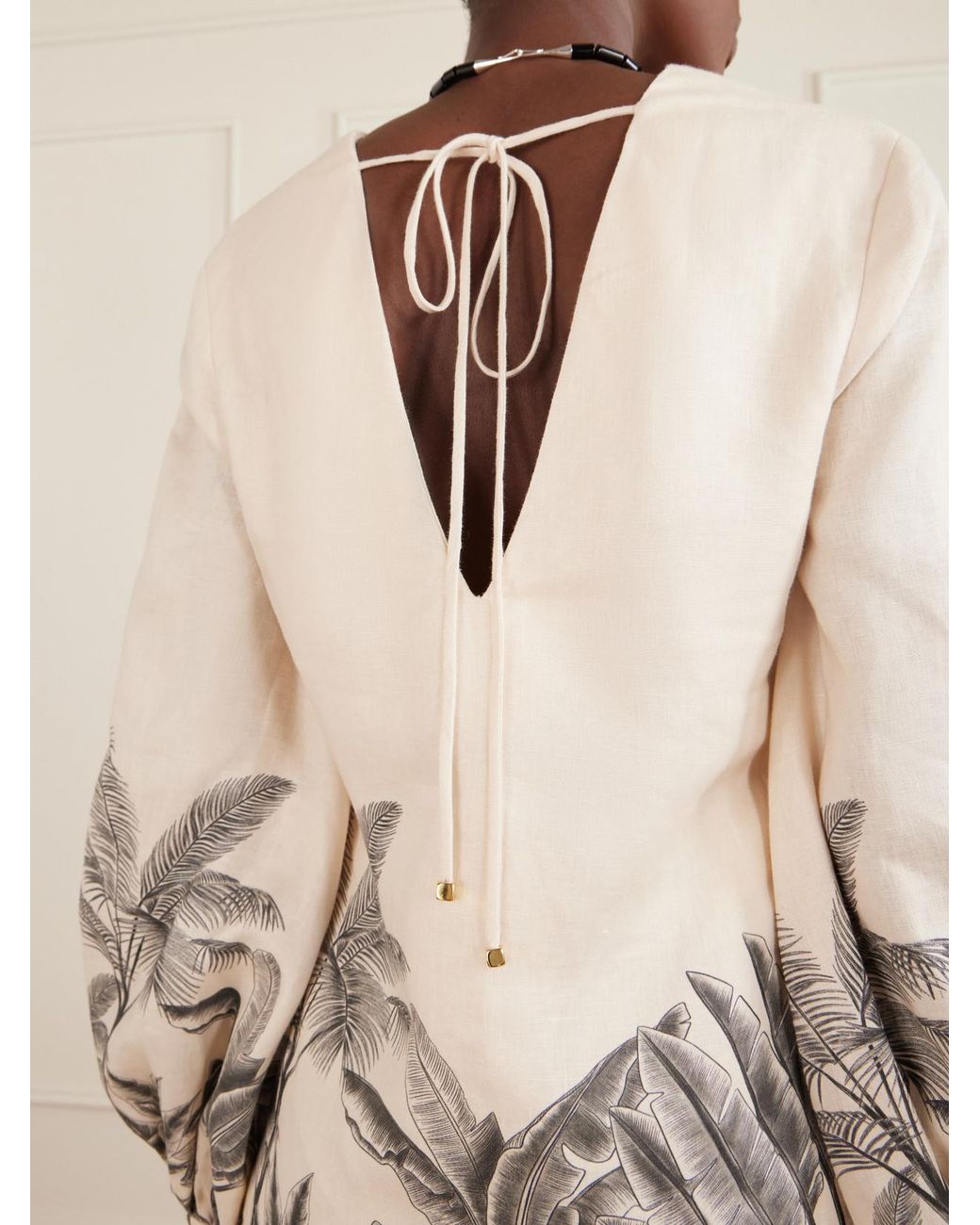 ANDRES OTALORA White Amarula Porfavor Printed Linen Mini Dress
