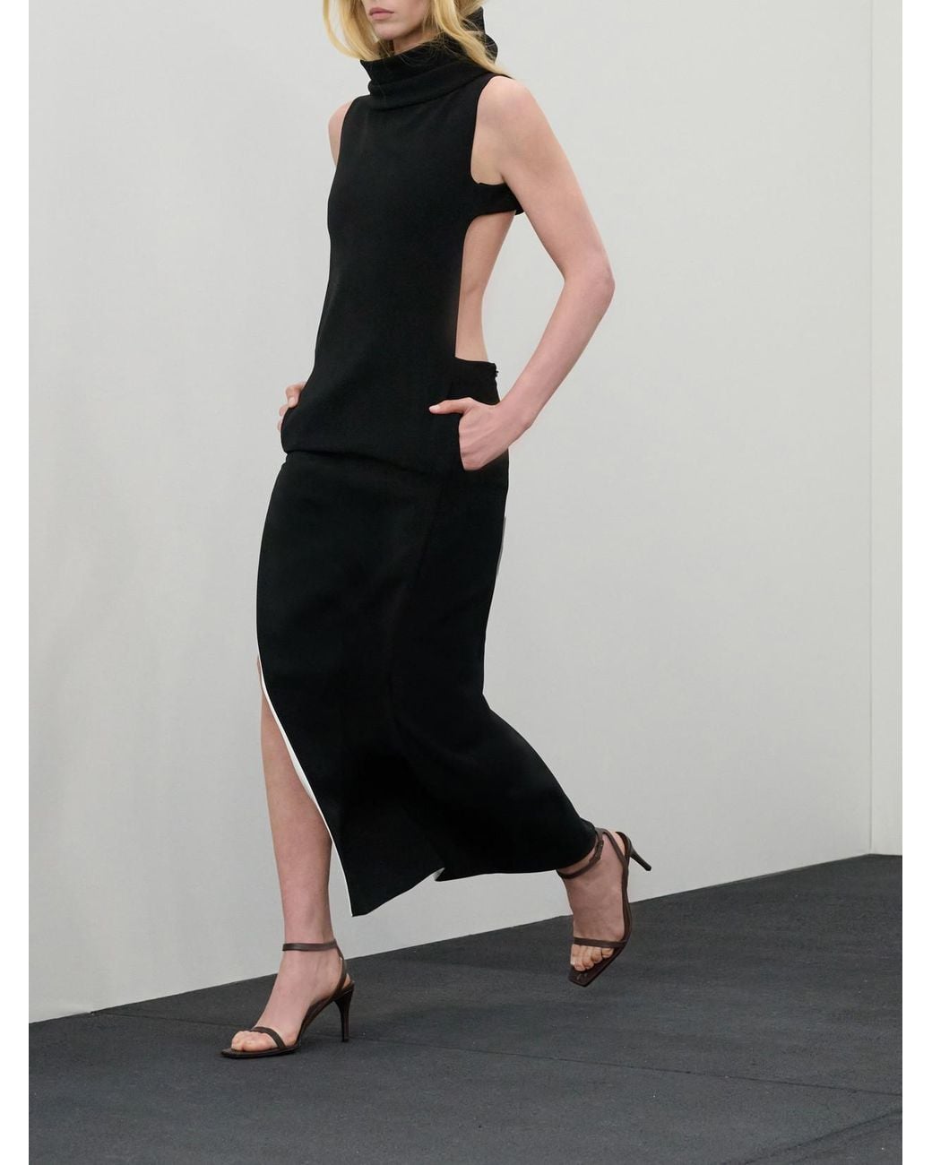 Courreges Black Cut-Out Crepe Maxi Dress