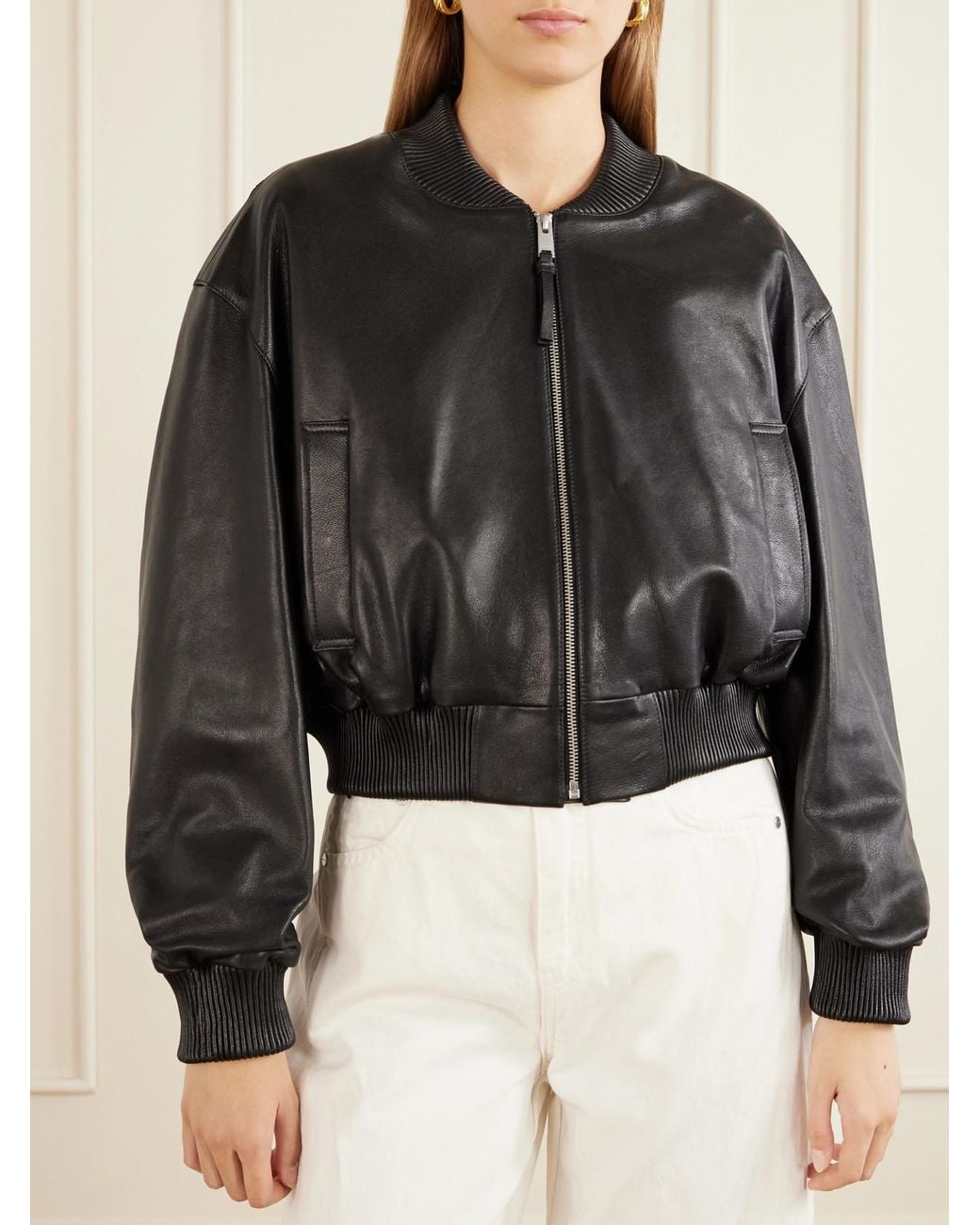 Arma Black Hannan Leather Bomber Jacket