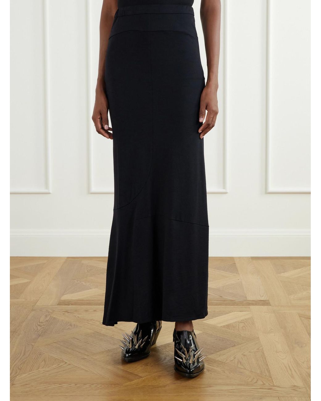 Junya Watanabe Black Wool-Jersey Maxi Skirt