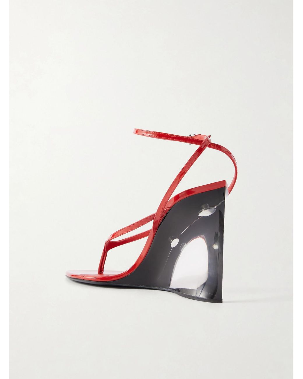 Alaïa Pink Tong 90 Patent-Leather Wedge Sandals