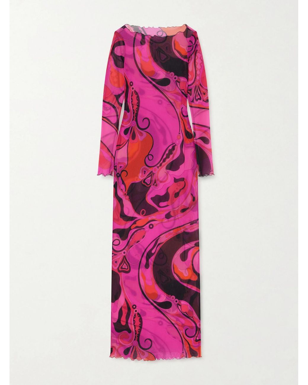 Emilio Pucci Pink Printed Tulle Maxi Dress