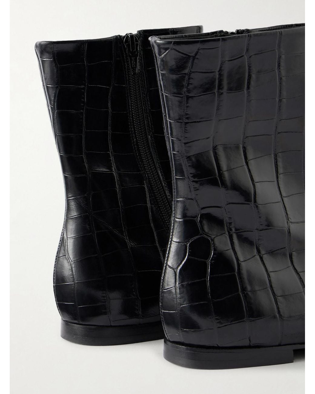 Totême Black Croc-Effect Leather Chelsea Boots