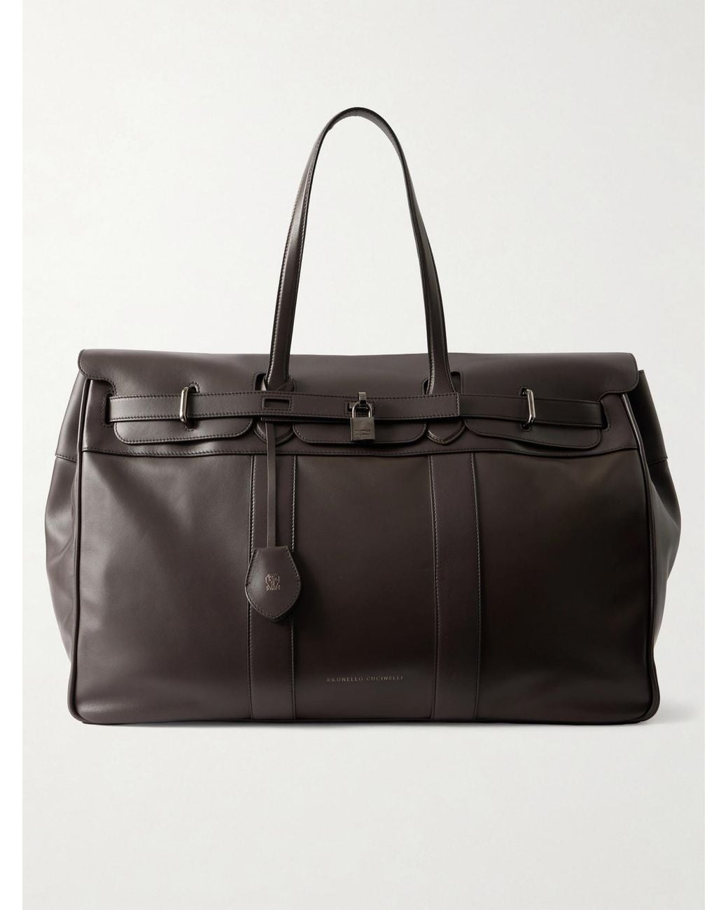 Brunello Cucinelli Black Leather Weekend Bag
