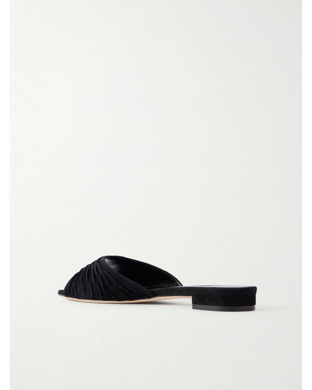 Manolo Blahnik White Pirua 10 Pleated Suede Sandals