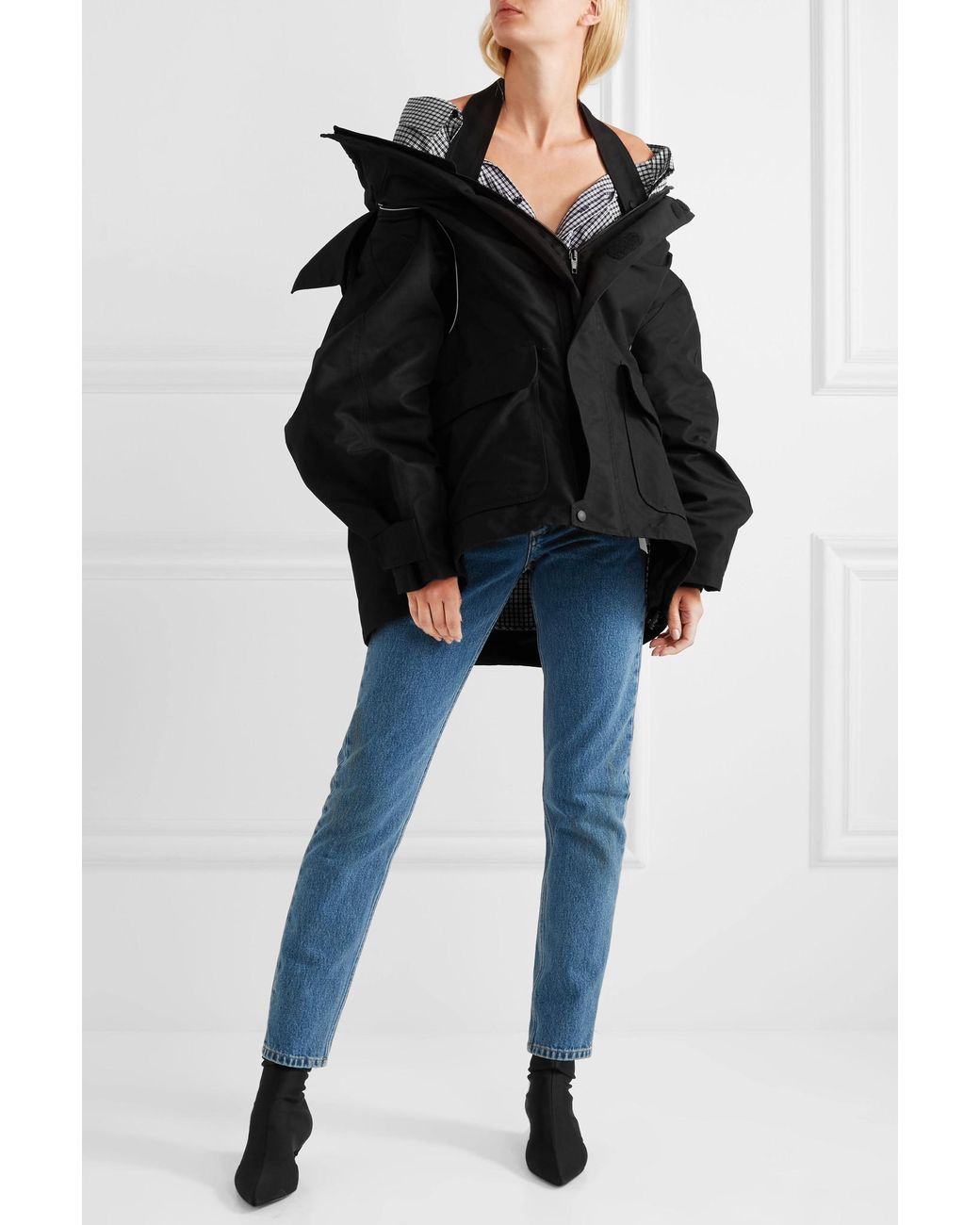 Balenciaga Swing Hooded Shell Parka in Black | Lyst