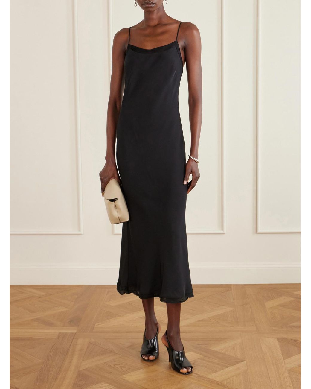 Totême Blue Silk-Satin Slip Dress