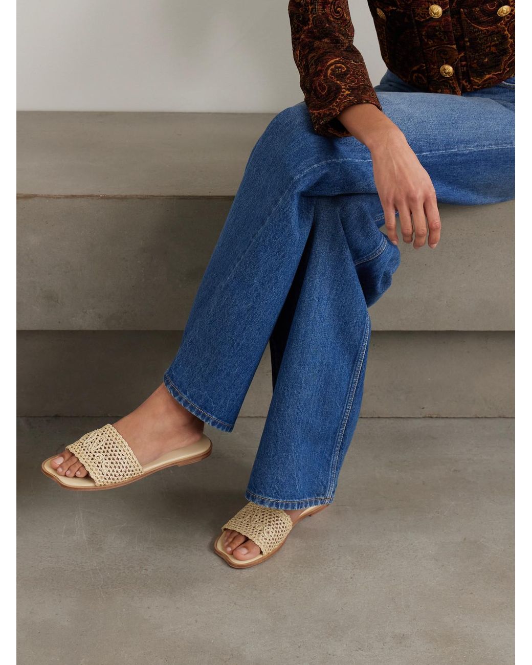 Chloé Flower Crocheted Slides in Natural | Lyst