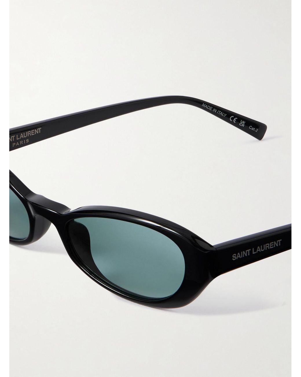 Saint Laurent Green Erin Oval-Frame Acetate Sunglasses