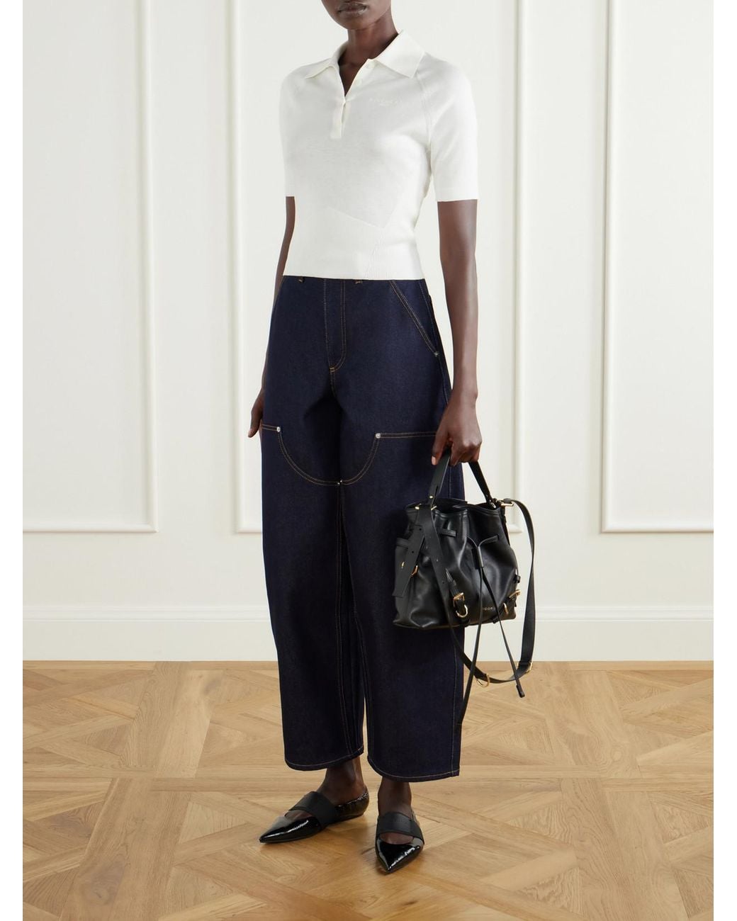 Givenchy Black Voyou Small Embellished Leather Bucket Bag
