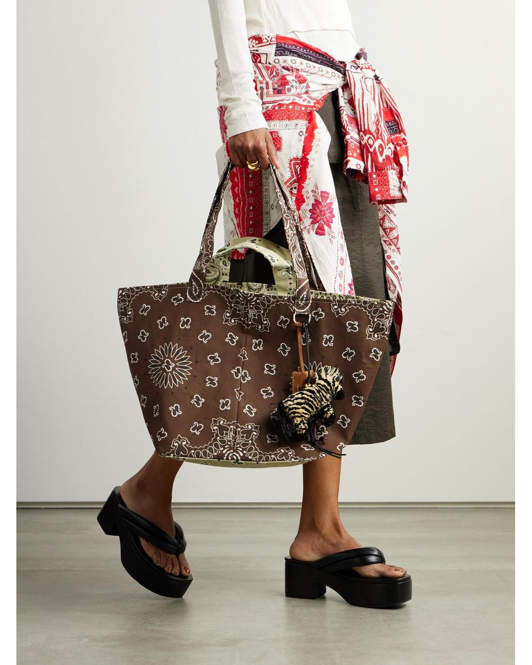 Call it By Your Name Bandana-Print Cotton-Canvas Tote in Brown | Lyst